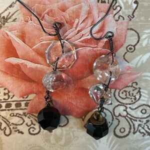 Hand Crafted Vintage Glass Buttons Earrings
